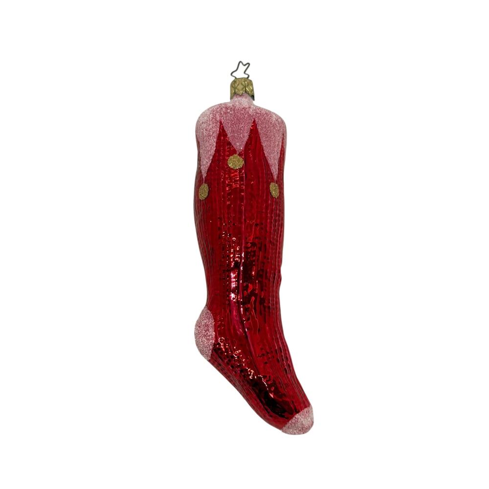 Vintage Inge-Glas (OWC) Christmas Hand-blown Glass Red Stocking Ornament Germany